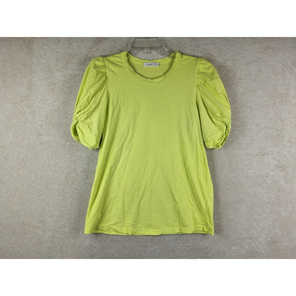 ALC Women's Puff Half Sleeve 100% Cotton Top Neon Size XS